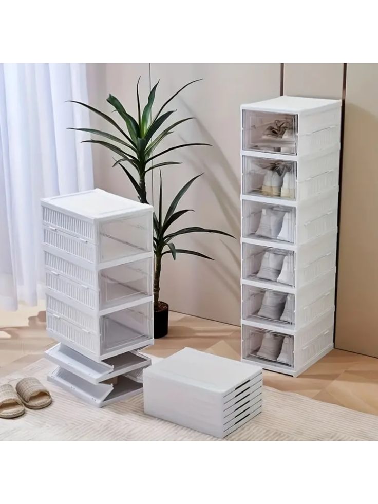 Zapatero plegadizo con tapa transparente