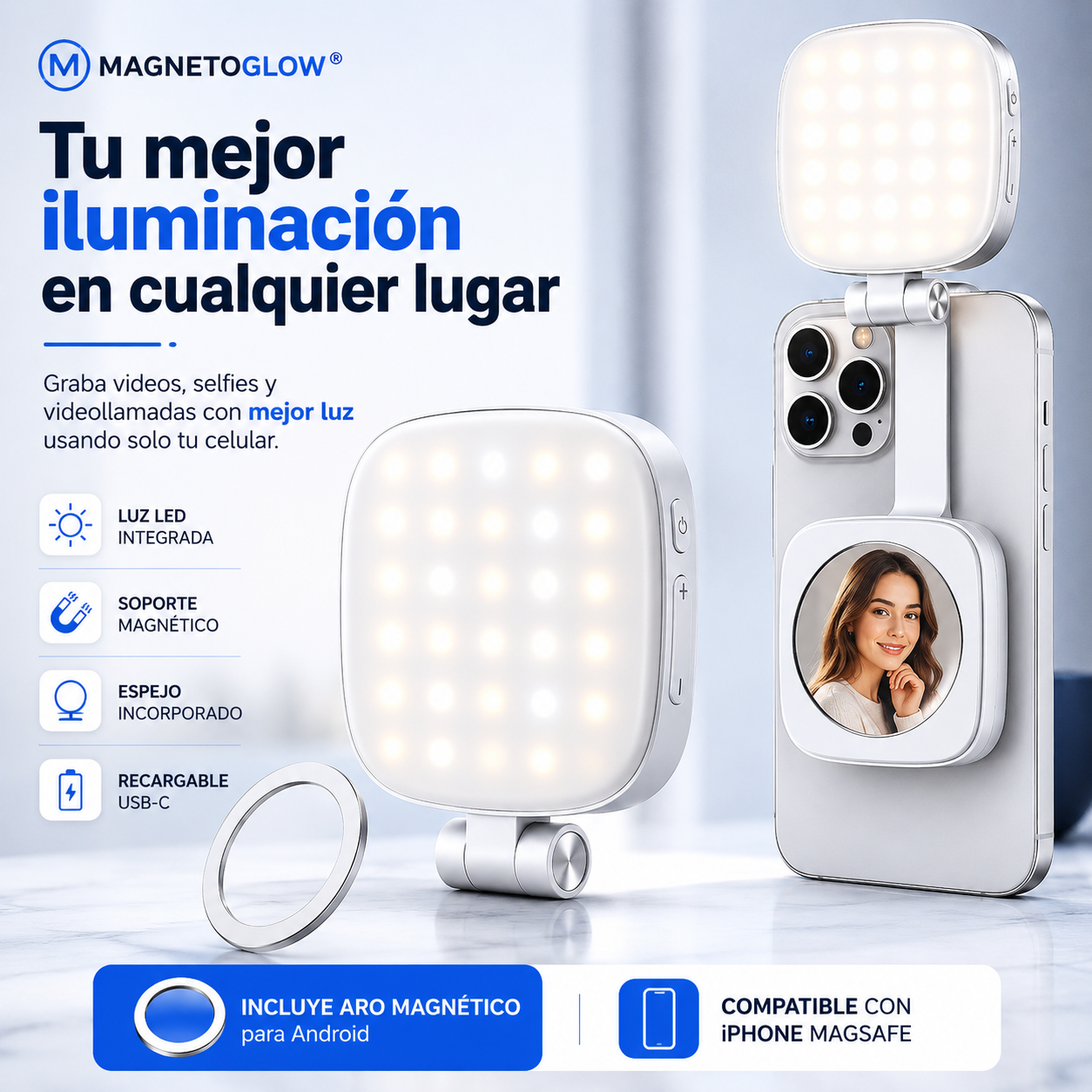 MagnetoGlow® - Soporte Magnético con Luz LED