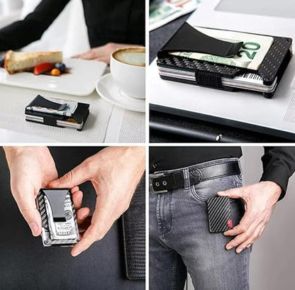 Tarjetero antirobo de fibra de carbono